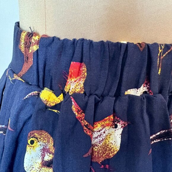 NWT Grace Karin Pleated Retro Bird Print Skirt Navy Blue Pinup 50's Look S - Picture 8 of 11